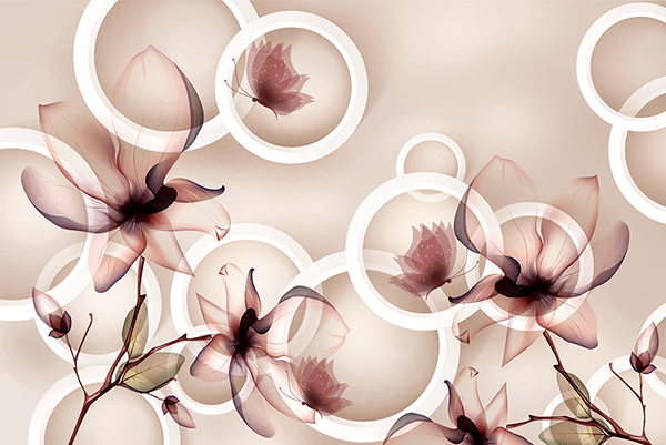 Fotomurali : Fiori, anelli e farfalle