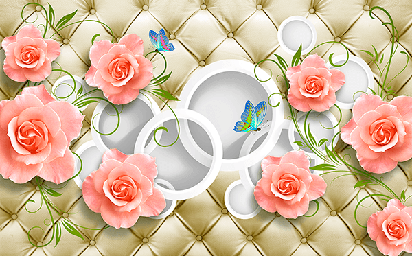Fotomurali : Testiera trapuntata di rose