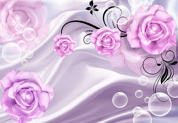Fotomurali : Bolle e rose viola
