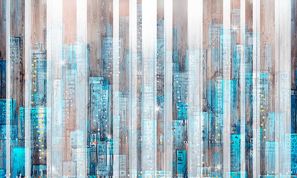 Fotomurali : Città dipinta in legno