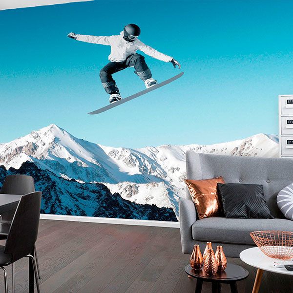 Fotomurali : Salto con lo snowboard