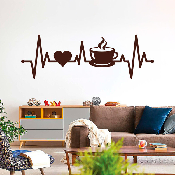 Adesivi Murali: Elettrocardiogramma Caffè