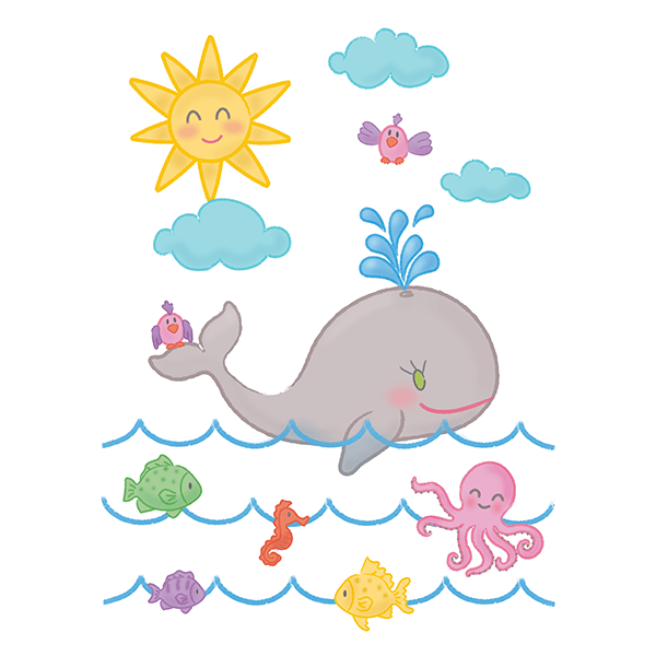 Adesivi per Bambini: La balena e l'oceano