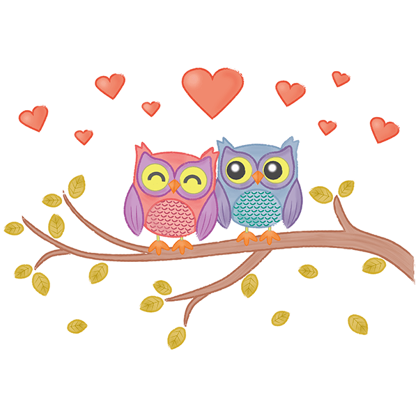 Adesivi per Bambini: Gufi di amore