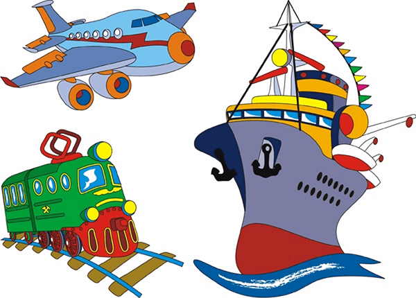 Adesivi per Bambini: Trasporto via terra, mare e aria