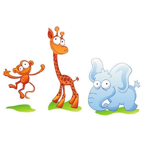Adesivi per Bambini: Zoo, una piccola scimmia, una giraffa e un elefant
