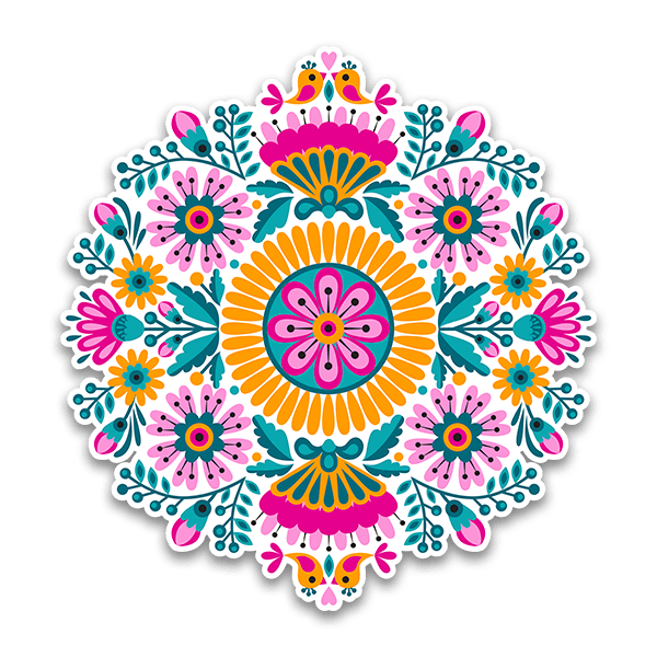 Adesivi Murali: Mandala di uccelli e fiori
