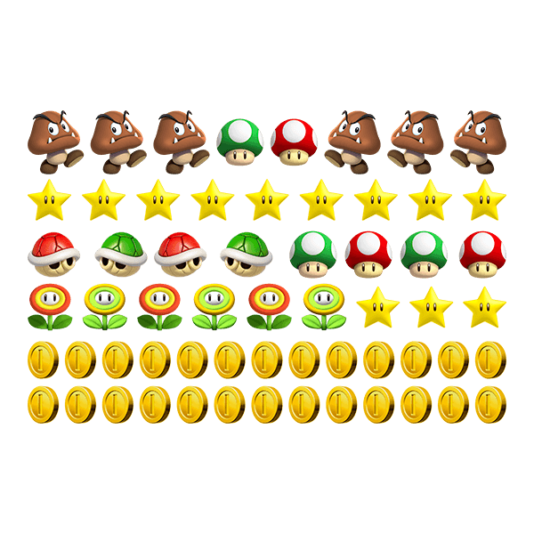 Adesivi per Bambini: Set 60X Mario Bros Personaggi e Monete