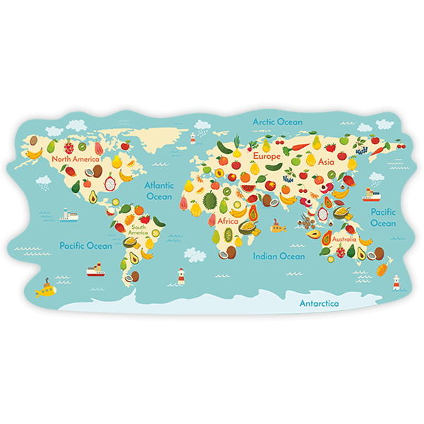 Adesivi per Bambini: Mappa del mondo dei frutti