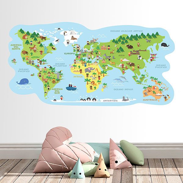 Adesivi per Bambini: Mappa del mondo costumi tipici