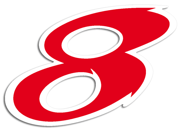 Adesivi per Auto e Moto: Numero moto 8 rosso e bianco