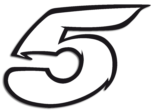 Adesivi per Auto e Moto: Número moto 5 bianco e nero