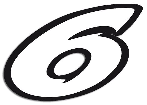 Adesivi per Auto e Moto: Numero moto 6 bianco e nero
