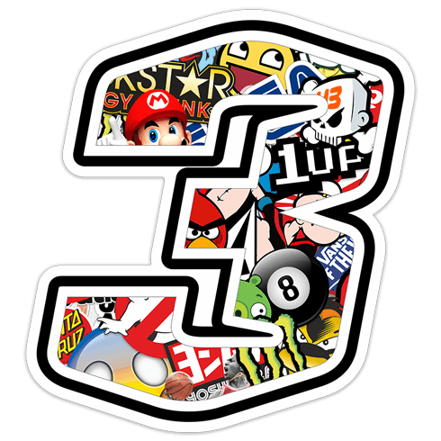 Adesivi per Auto e Moto: Numero moto 3 Stickerbomb