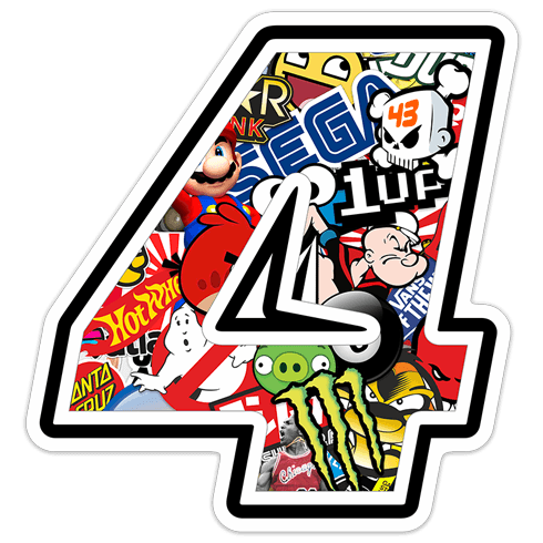 Adesivi per Auto e Moto: Numero moto 4 Stickerbomb