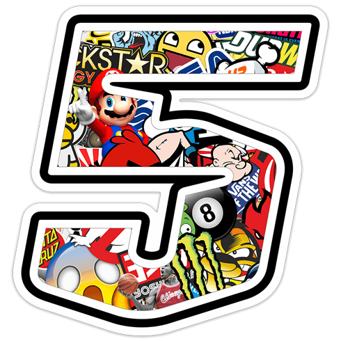 Adesivi per Auto e Moto: Numero 5 Velocità Stickerbomb