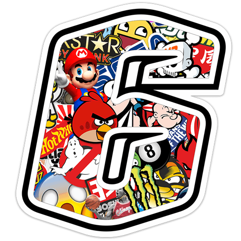 Adesivi per Auto e Moto: Numero moto 6 Stickerbomb