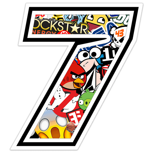Adesivi per Auto e Moto: Numero 7 Stickerbomb