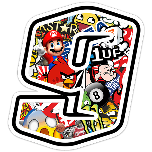 Adesivi per Auto e Moto: Numero moto 9 Stickerbomb