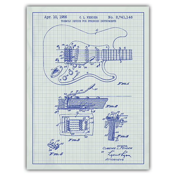 Adesivi Murali: Fender Stratocaster chitarra bianco