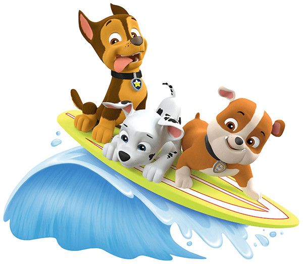 Adesivi per Bambini: Paw Patrol - Chase, Marshall e Rubble surf