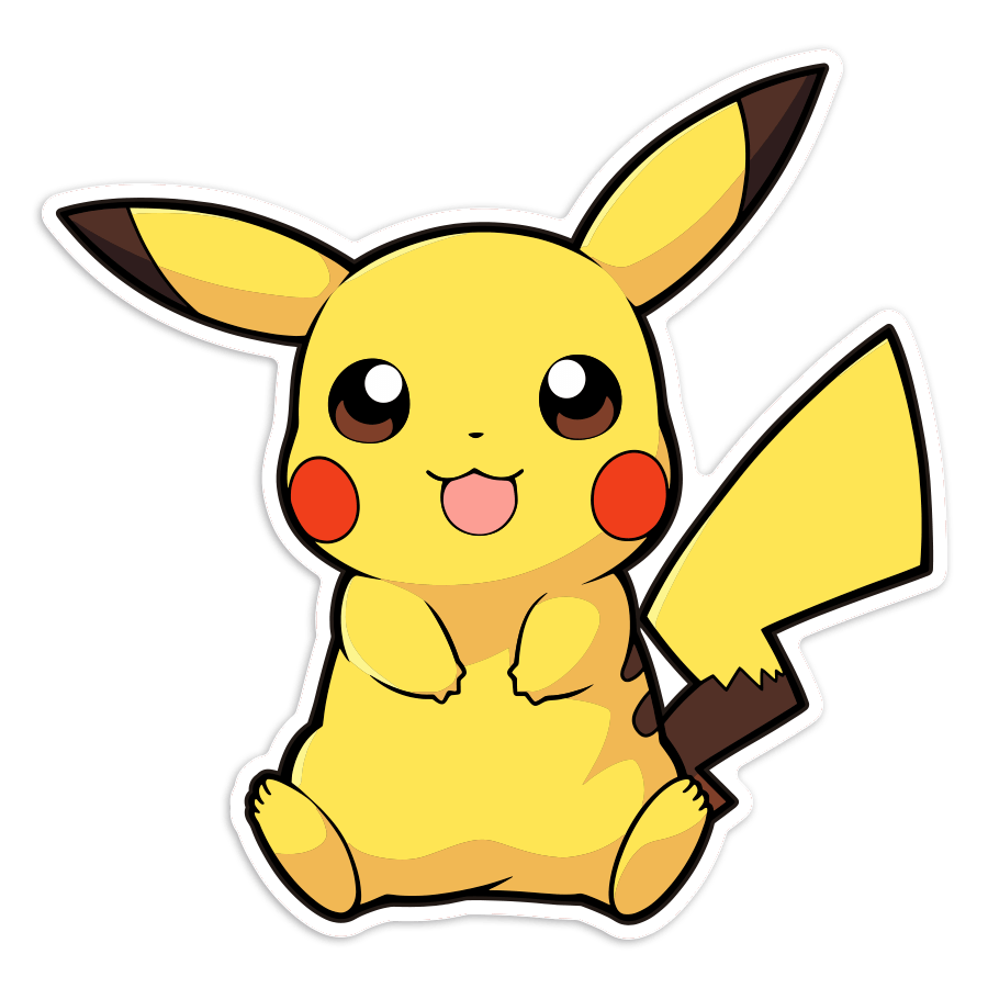 Adesivi per Auto e Moto: Pikachu seduto kawaii Pokémon