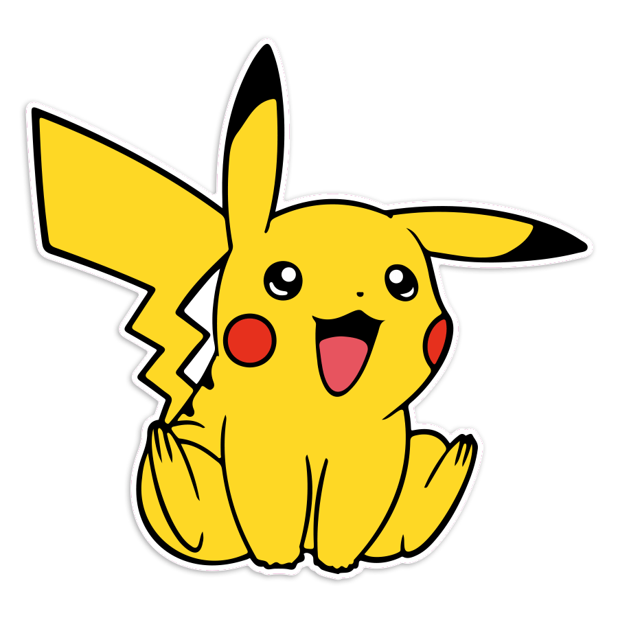 Adesivi per Auto e Moto: Pikachu seduto felice Pokémon