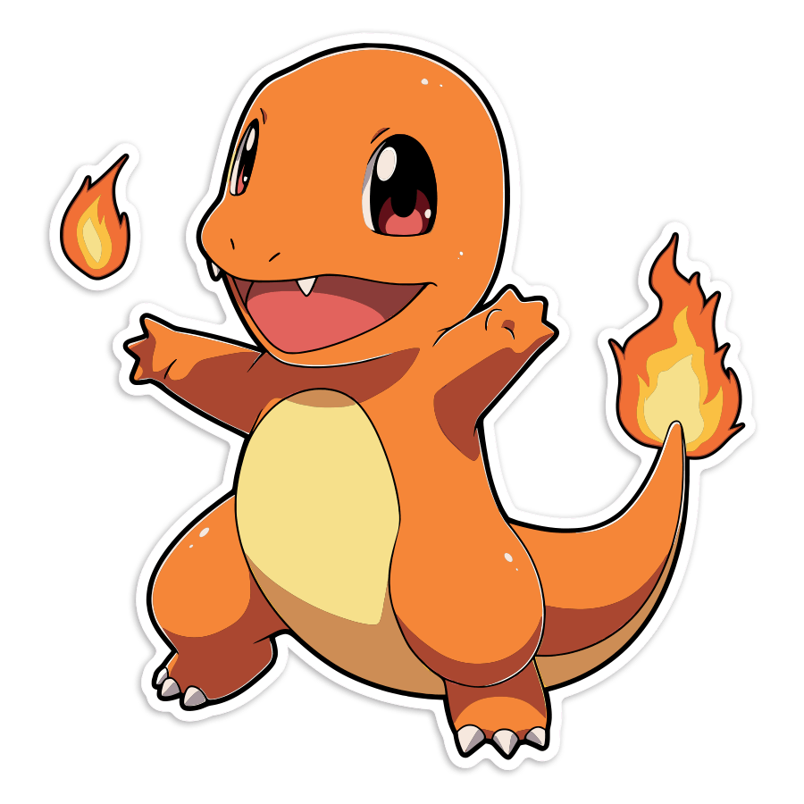 Adesivi per Auto e Moto: Charmander felice fuoco Pokémon