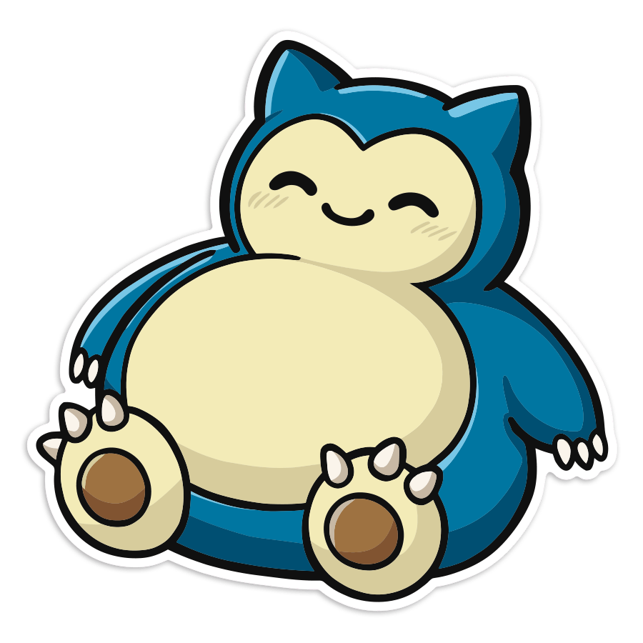 Adesivi per Auto e Moto: Snorlax chibi assonnato Pokémon