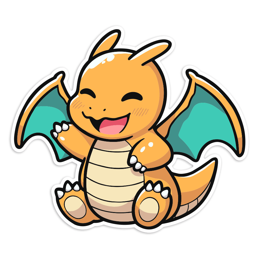 Adesivi per Auto e Moto: Dragonite chibi felice Pokémon