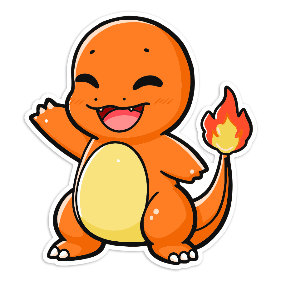 Adesivi per Auto e Moto: Charmander chibi sorridente Pokémon