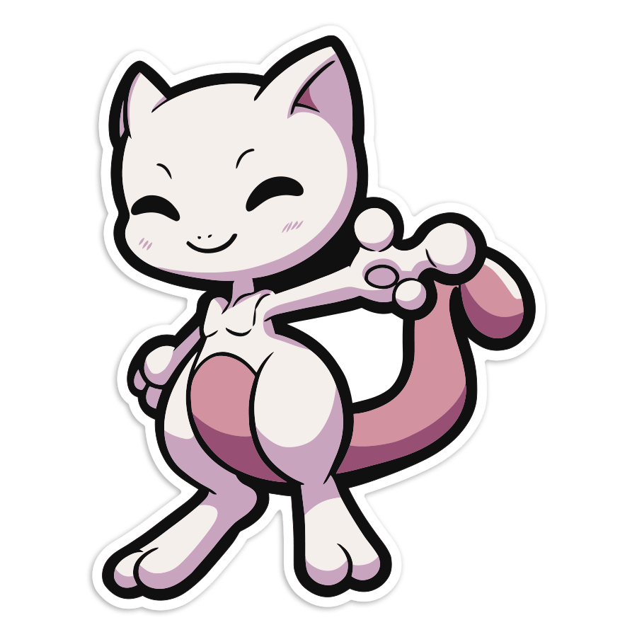 Adesivi per Auto e Moto: Mewtwo Chibi Pokémon