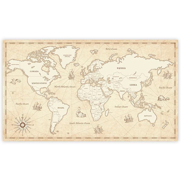 Adesivi Murali: Poster adesivo Antica mappa del mondo dei pirati