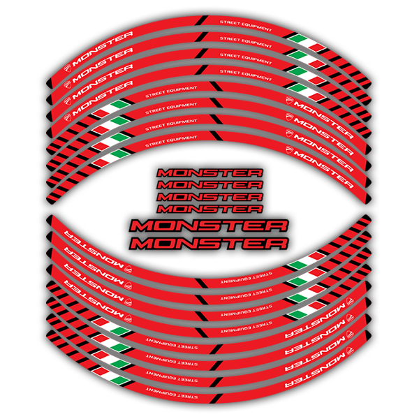 Adesivi per Auto e Moto: Kit adesivo ruote Strisce Ducati Monster