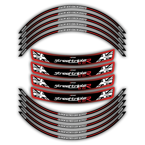 Adesivi per Auto e Moto: Ruote Strisce Triumph RSX-Red
