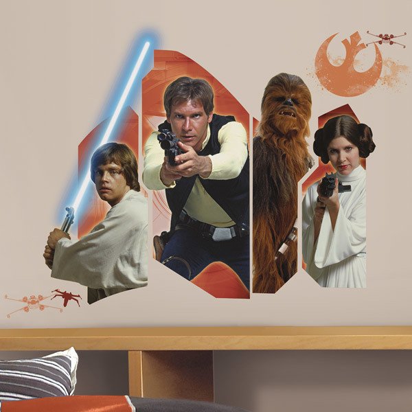 Adesivi Murali: Star Wars Luke Solo Chewie e Leia