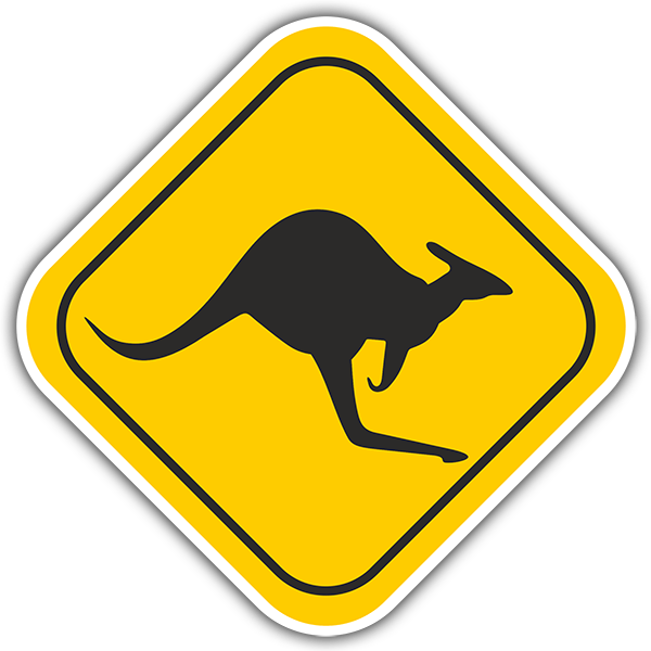 Adesivi Murali: adesivo Pericolo segno kangaroos