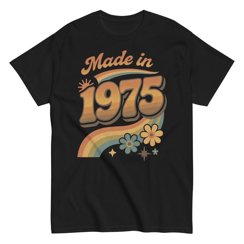 Maglietta Vintage 1975 Donna: T-Shirt 50° Compleanno Con Stampa Lettere, Stile Retro Per Feste