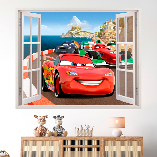 Adesivi murali per bambini finestra cars italia.