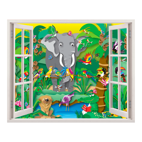 Adesivi per Bambini: Finestra La giungla