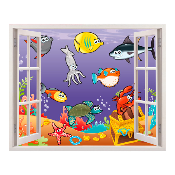Adesivi per Bambini: Finestra Animali marini