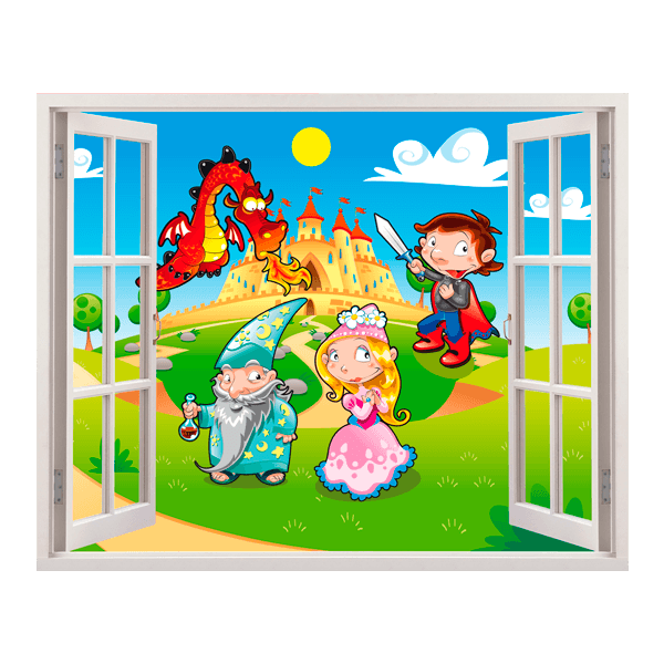 Adesivi per Bambini: Finestra Il castello del drago