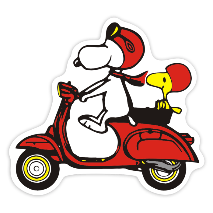 Adesivi per Auto e Moto: Snoopy Vespa Rossa