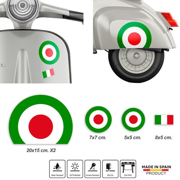 Adesivo Coccarda Italia 55cm – Sticker In PVC Per Vespa, Casco E Auto
