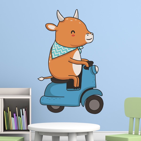 Adesivi per Bambini: Mucca e moto Vespa