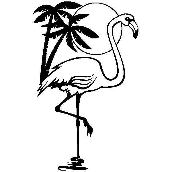 Adesivi Murali: Fenicottero con palme