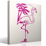 Adesivi Murali: Uccello del fenicottero, sole e palme 3