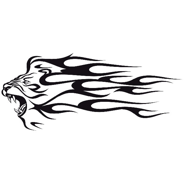 2 Adesivi leoni fiammanti LION FLAME auto tuning moto camion stickers lion  - Stickers Line