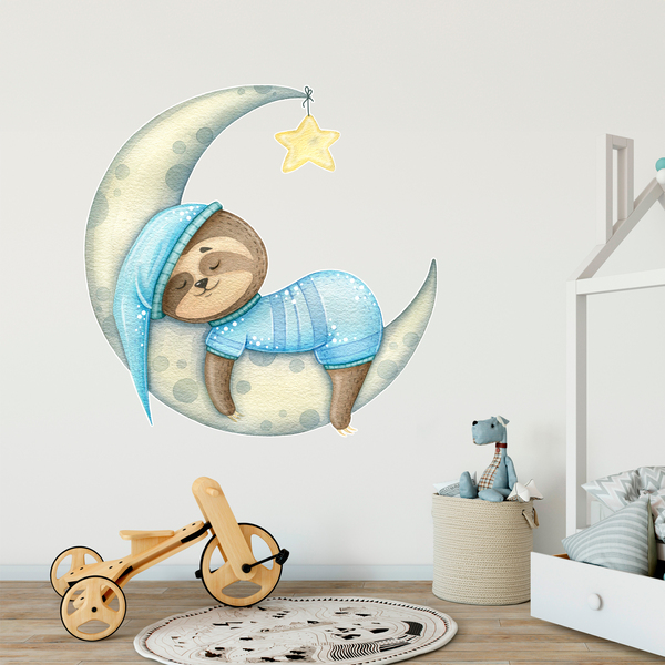 Adesivi per Bambini: Il Bradipo Dorme sulla Luna