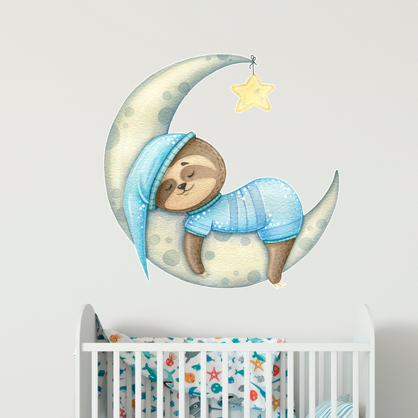 Adesivi per Bambini: Il Bradipo Dorme sulla Luna